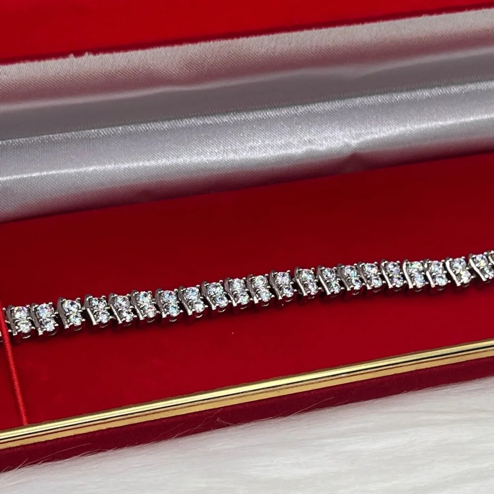 🖤New White Gold Finish Double Row Tennis Bracelet🖤 - Picture 3 of 10